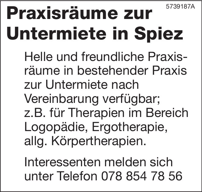 Praxisräume zur Untermiete, Spiez, zu vermieten