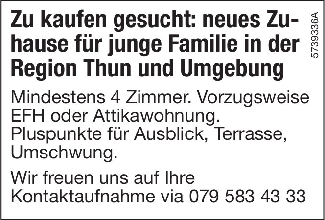 4-Zimmer Einfamilienhaus oder Attikawohnung, Thun und Umgebung, zu kaufen gesucht