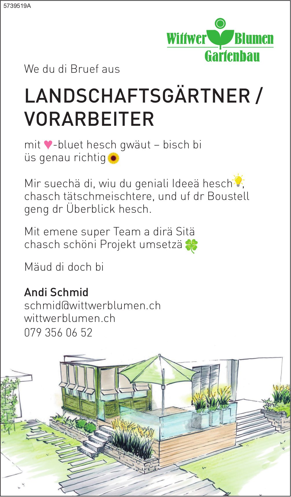 Landschaftsgärtner/Vorarbeiter, Wittwer Blumen Gartenbau, gesucht