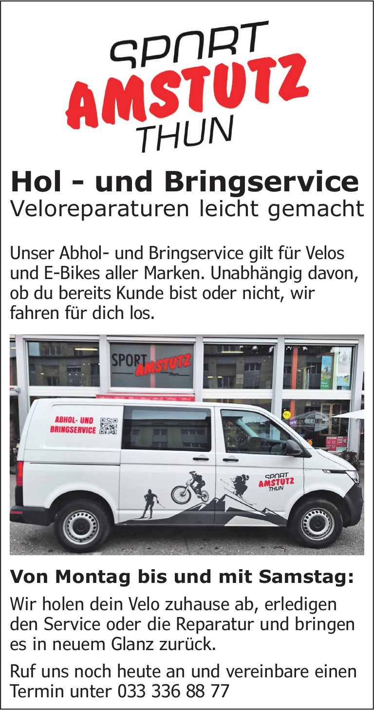 Sport Amstutz, Hol-und Bringservice Veloreparaturen leicht gemacht