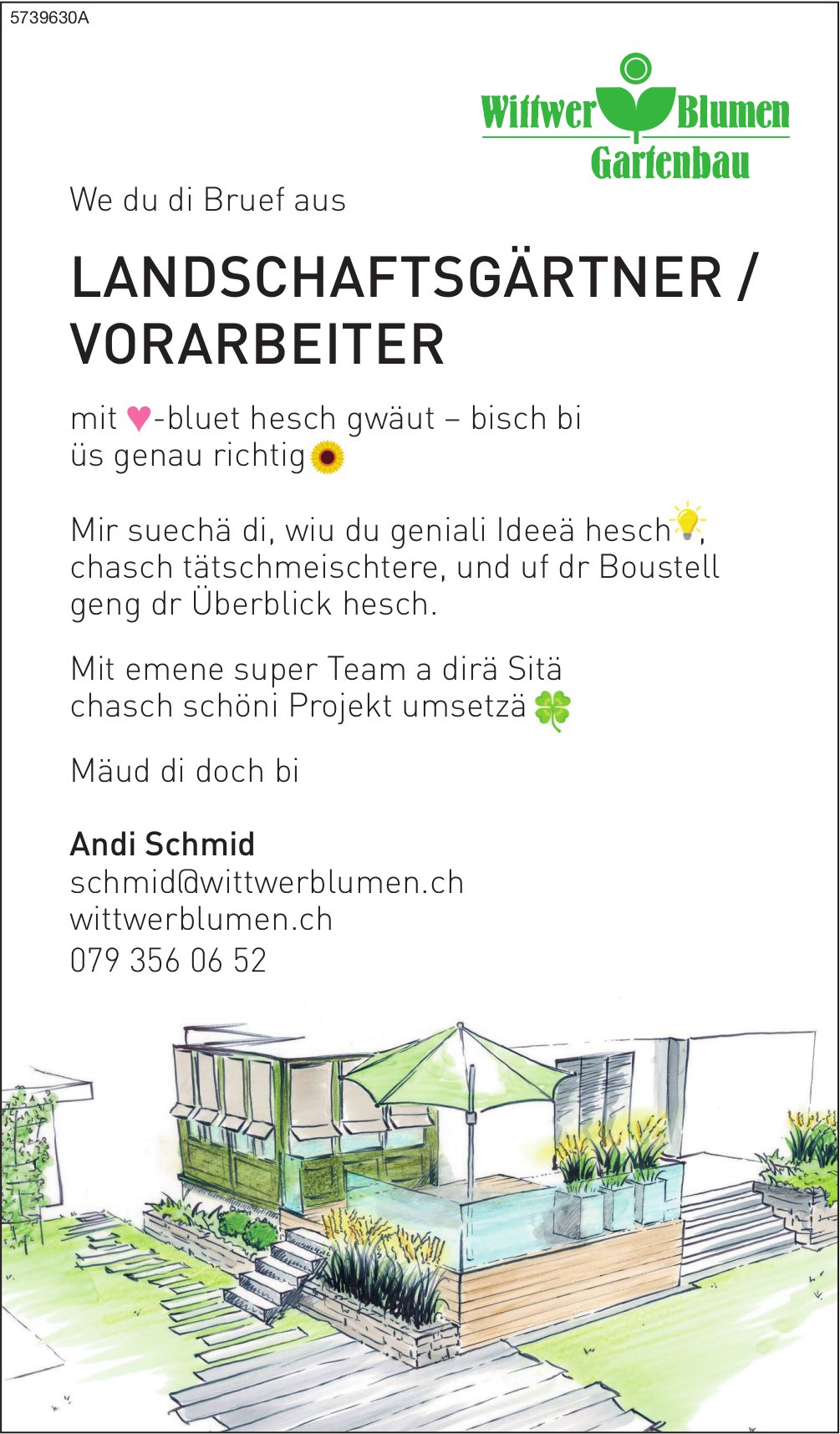 Landschaftsgärtner/Vorarbeiter, Wittwer Blumen Gartenbau, gesucht