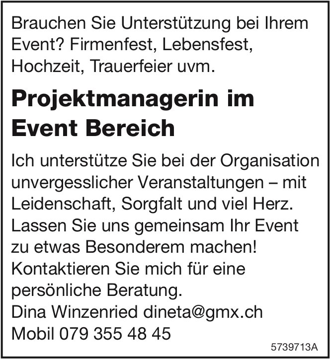 Projektmanagerin im Event Bereich, sucht