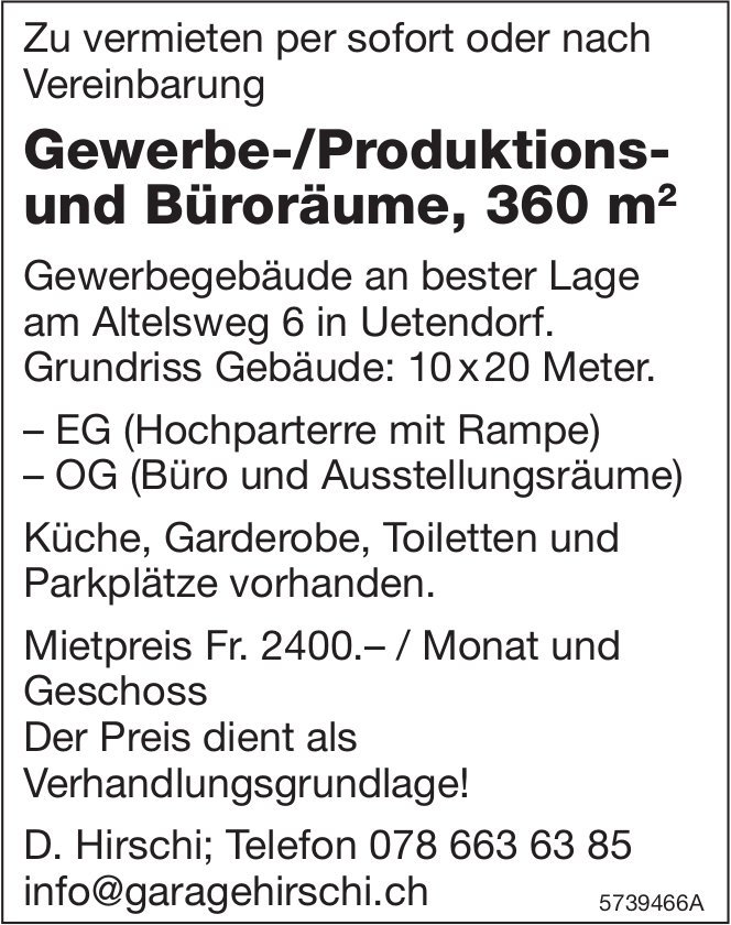 Gewerbe-/Produktions- und Büroräume, Uetendorf, zu vermieten