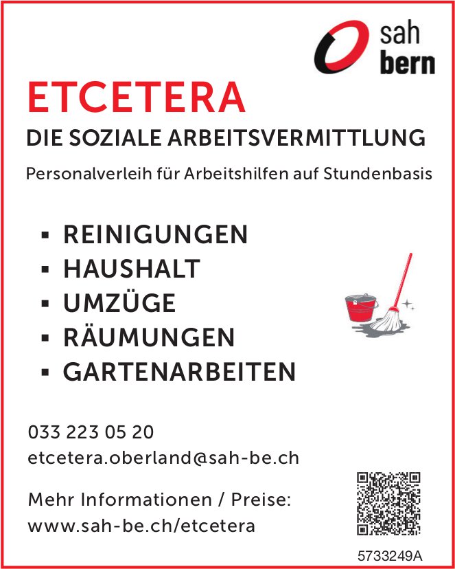 Etcetera: Die Soziale Arbeitsvermittlung - Personalverleih für Arbeitshilfen auf Stundenbasis