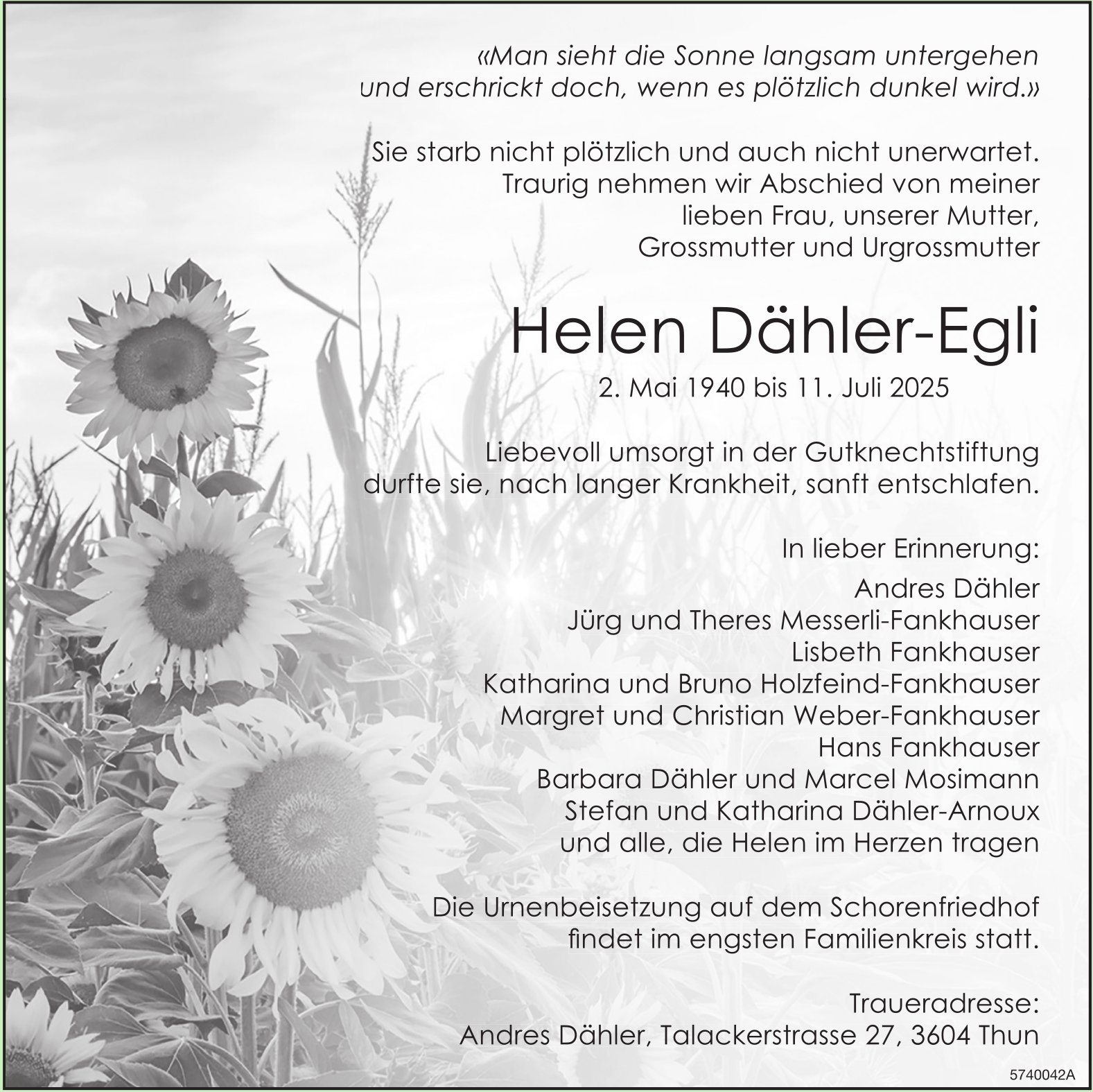 Dähler-Egli Helen, Juli 2025 / TA