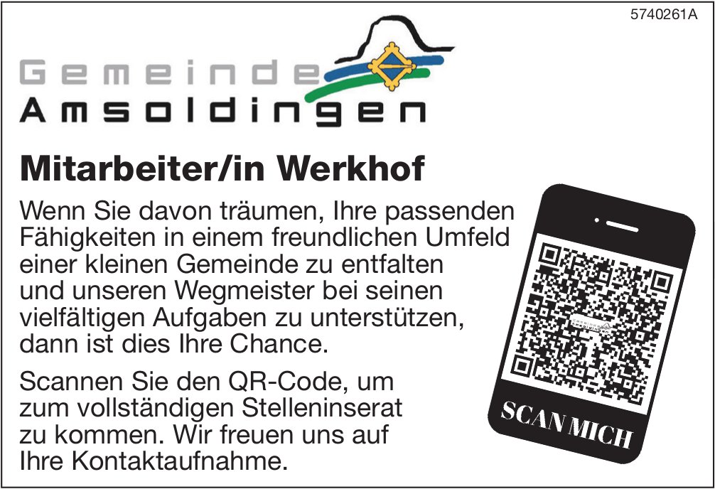 Mitarbeiter/in Werkhof, Gemeinde, Amsoldingen, gesucht
