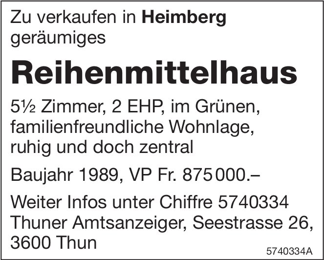 5.5-Zimmer-Reihenmittelhaus, Heimberg, zu verkaufen