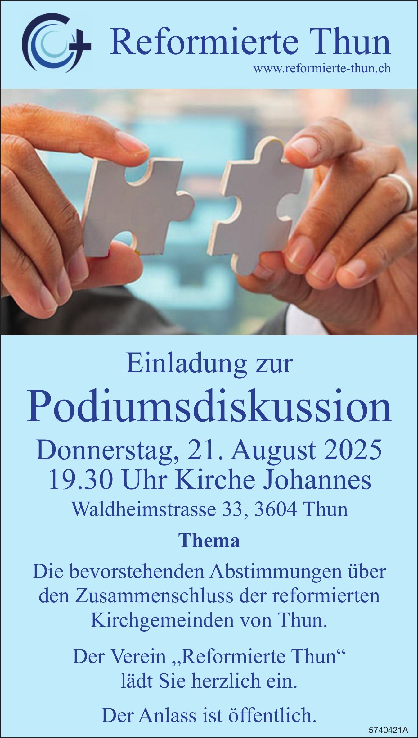 Podiumsdiskussion, 21. August, Kirche Johannes, Thun