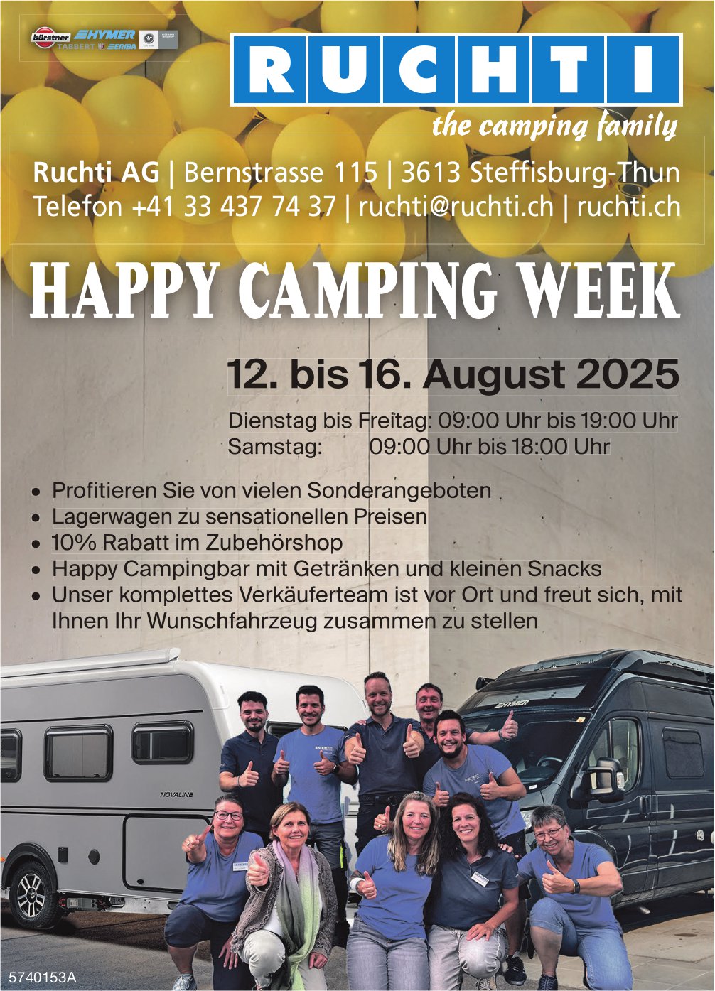 Happy Camping Week, 12. bis 16. August, Ruchti AG, Steffisburg