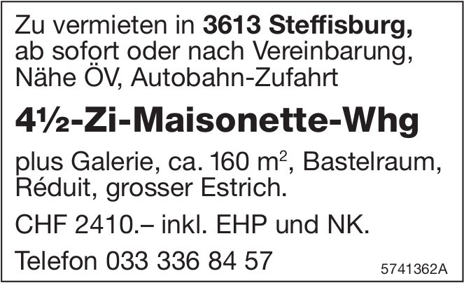 4.5-Zi-Maisonette-Whg, Steffisburg, zu vermieten