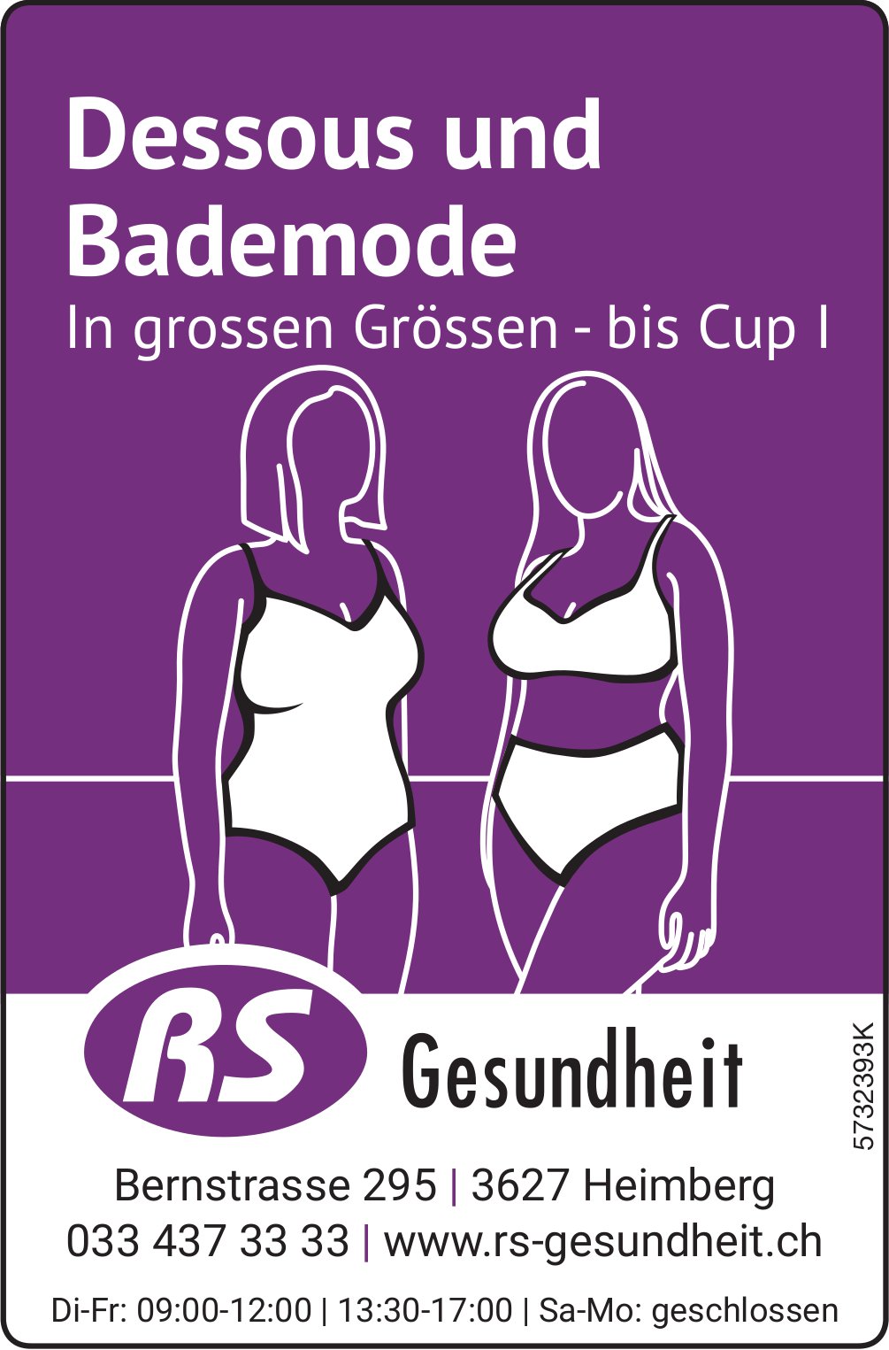 RS Gesundheit, Heimberg - Dessous und Bademode In grossen Grössen - bis Cup I