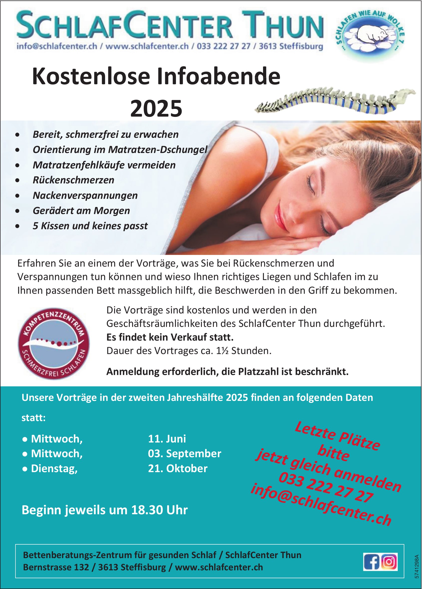 SchlafCenter, Steffisburg - Programm Infoabende