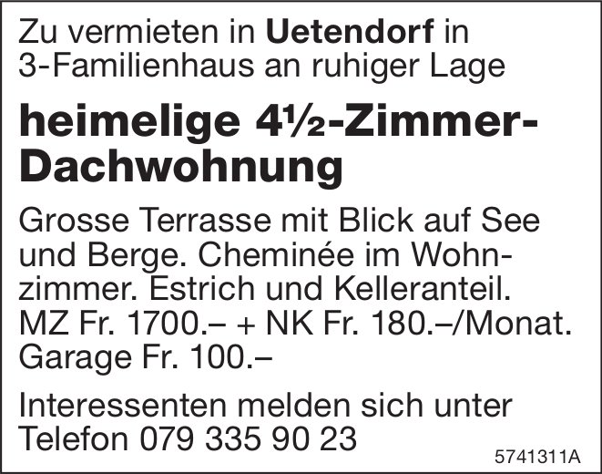 4.5-Zimmer-Dachwohnung, Uetendorf, zu vermieten
