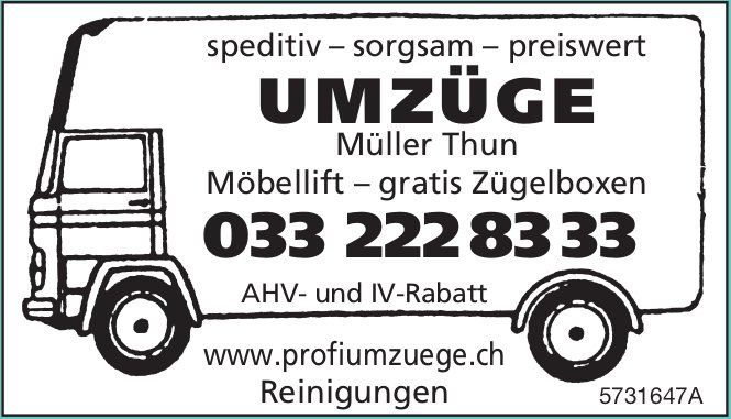 Umzüge Müller, Thun - speditiv – sorgsam – preiswert