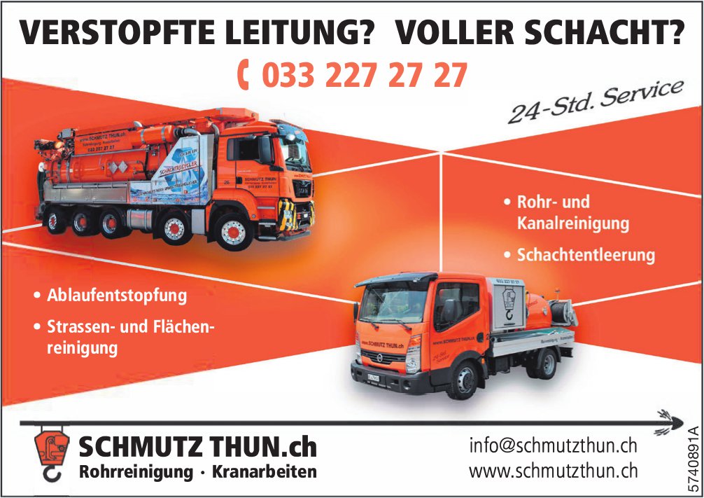 Schmutz, Thun - Rohrreinigung, Kanalreinigung