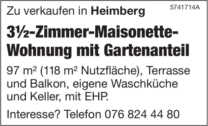 3.5-Zimmer-Maisonette-Wohnung, Heimberg, zu verkaufen