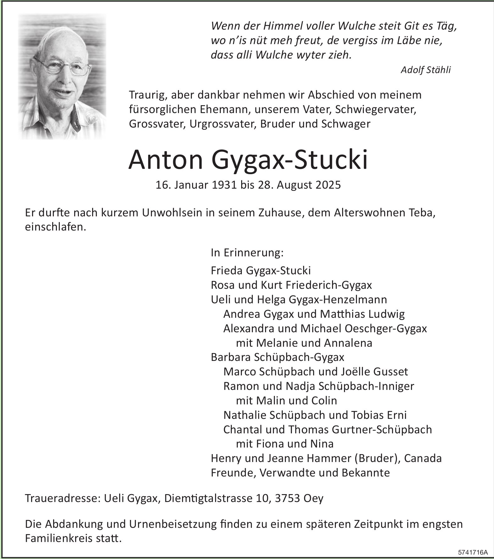 Gygax-Stucki Anton, August 2025 / TA