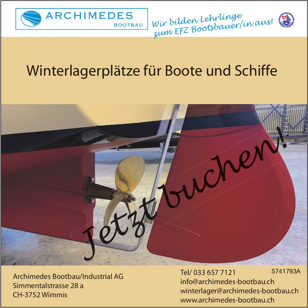 Winterlagerplätze für Boote und Schiffe, jetzt buchen, Wimmis