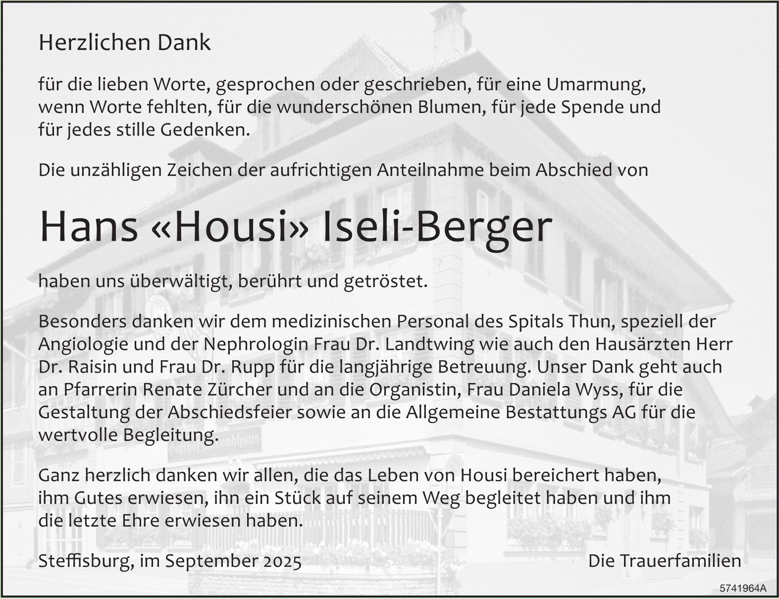 Iseli-Berger Hans «Housi», im September 2025 / DS