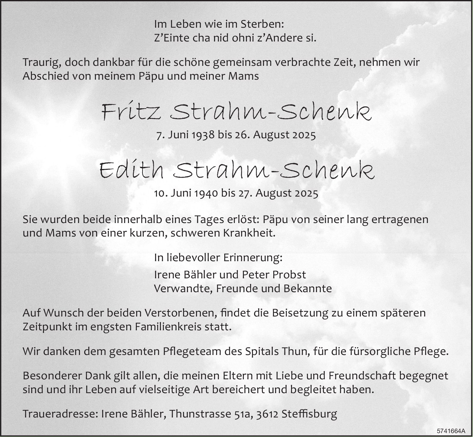Strahm-Schenk Fritz und Strahm-Schenk Edith, August 2025 / TA