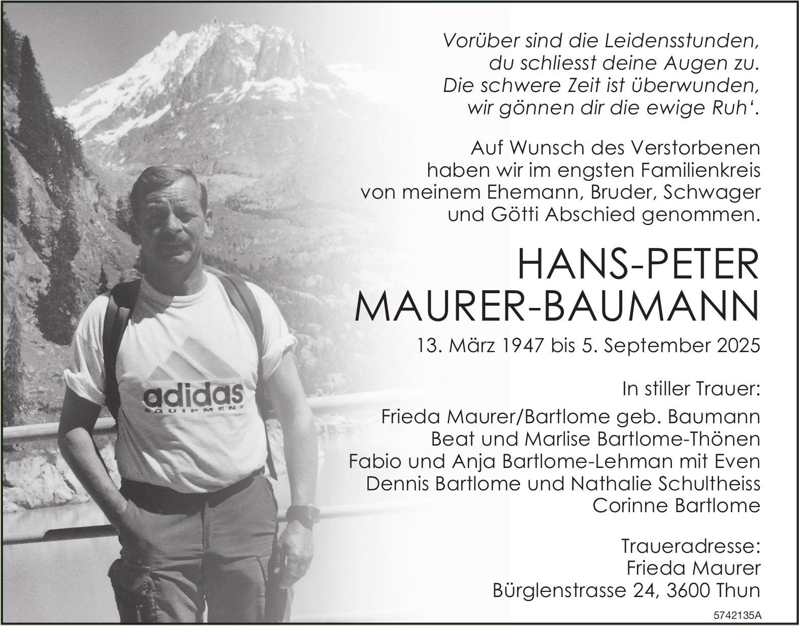 Maurer-Baumann Hans-Peter, September 2025 / TA