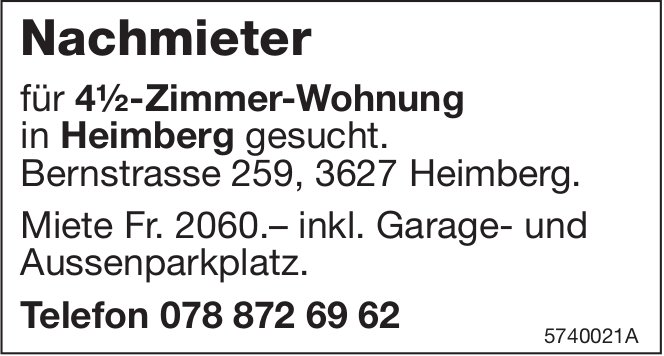 4.5-Zimmer-Wohnung, Heimberg, zu vermieten
