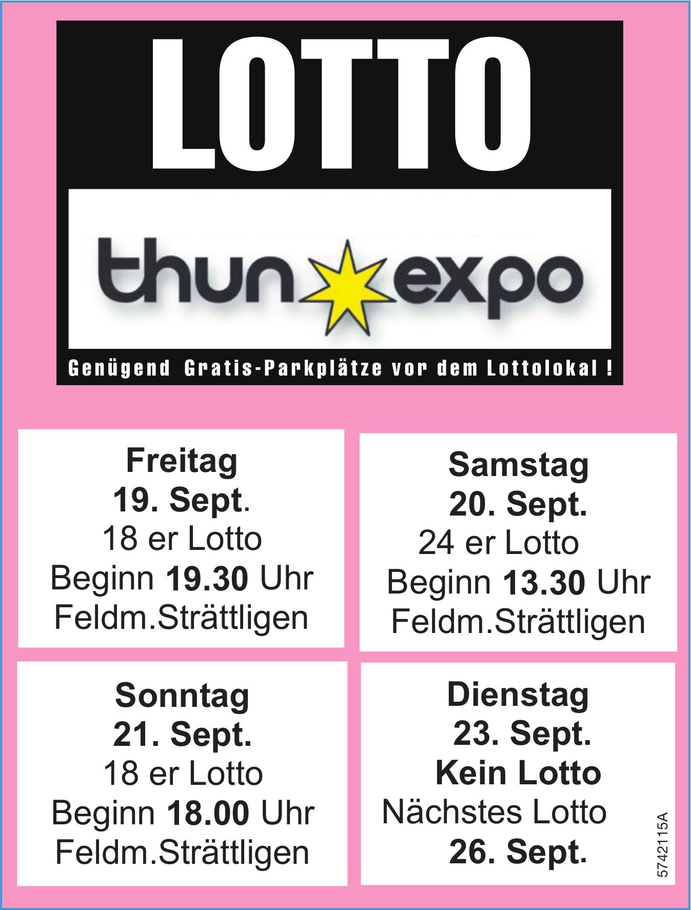 Lotto, 19. bis 21. September, Thun Expo