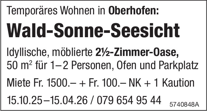 2.5-Zimmer-Wohnung, Oberhofen, zu vermieten