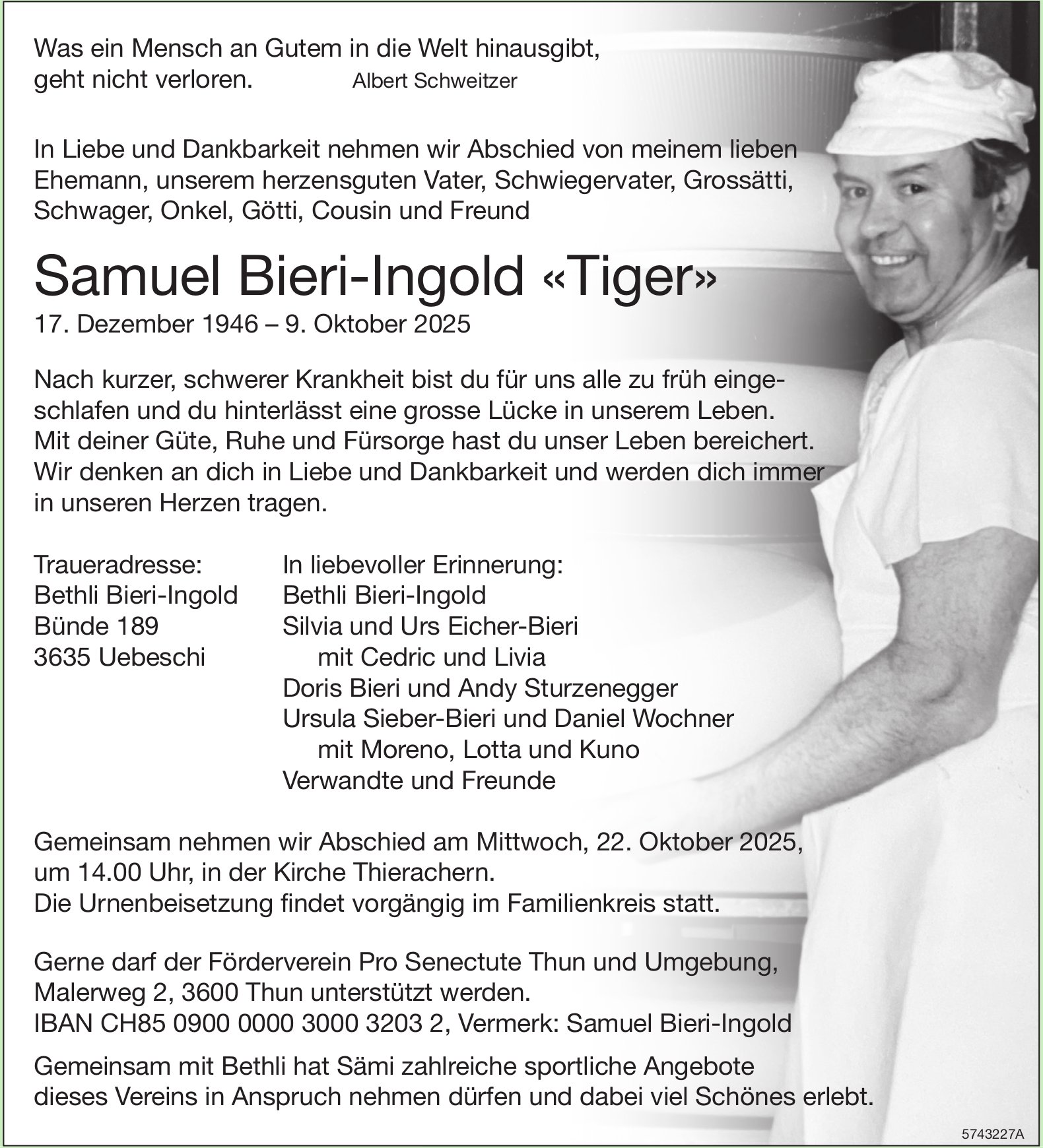 Bieri-Ingold «Tiger» Samuel, Oktober 2025 / TA