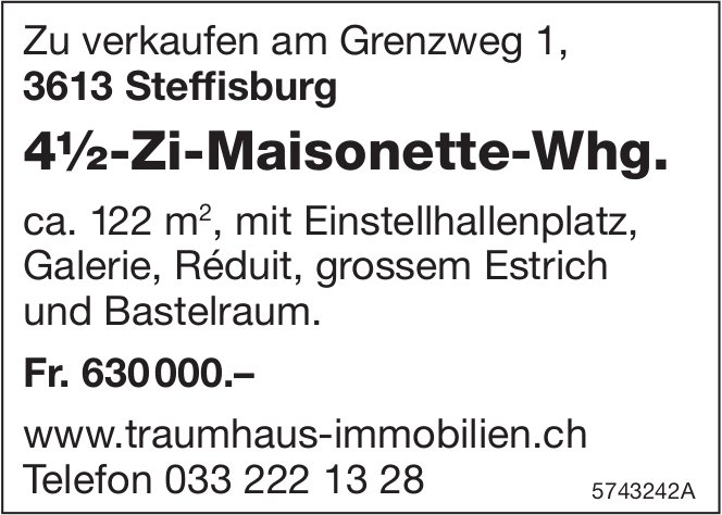 4.5-Zi-Maisonette-Whg., Steffisburg, zu verkaufen