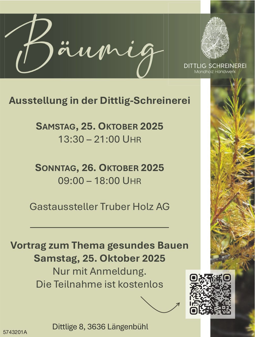Ausstellung Truber Holz AG, 25. und 26. Oktober, Dittlig-Schreinerei, Längenbühl