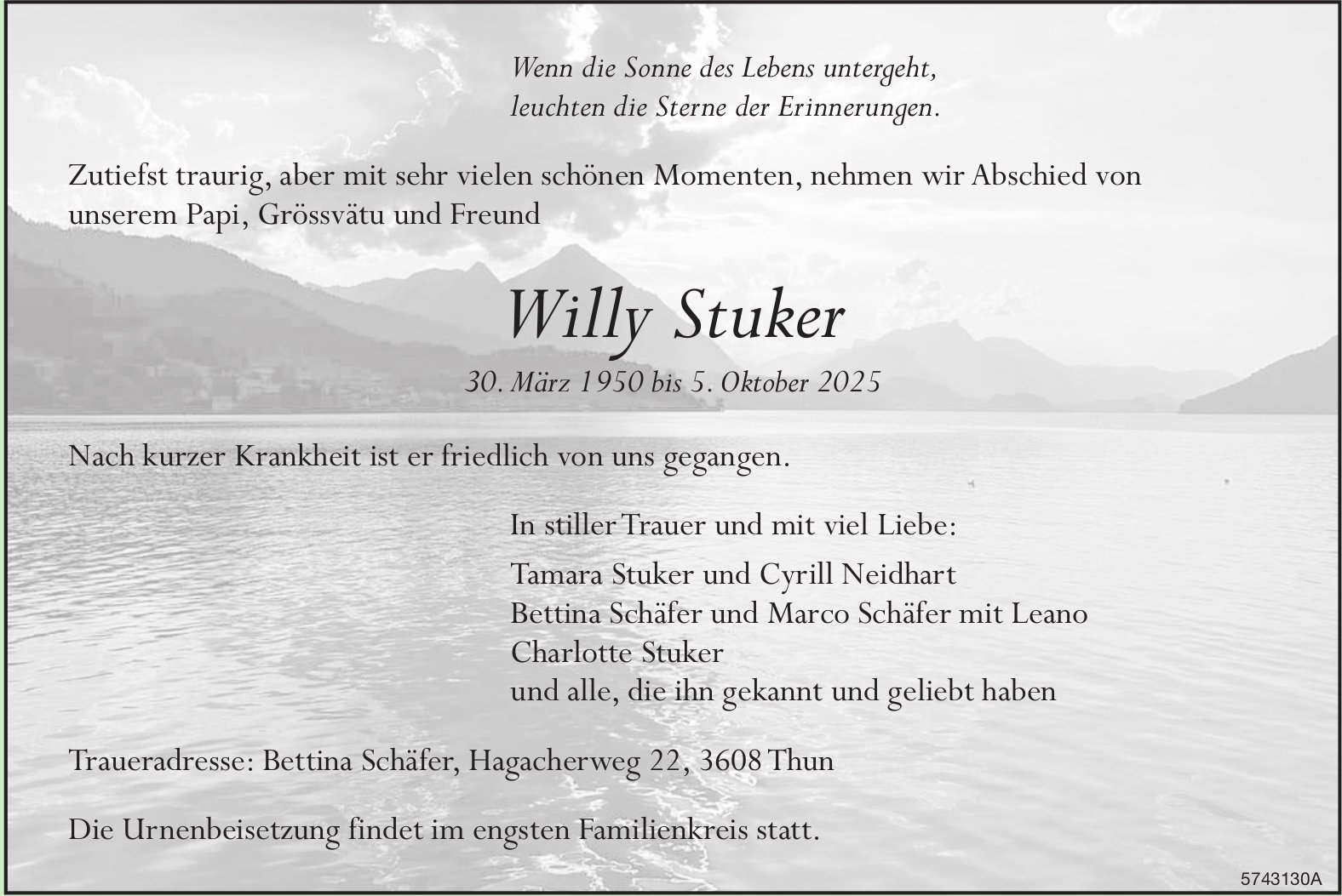 Stuker Willy, Oktober 2025 / TA