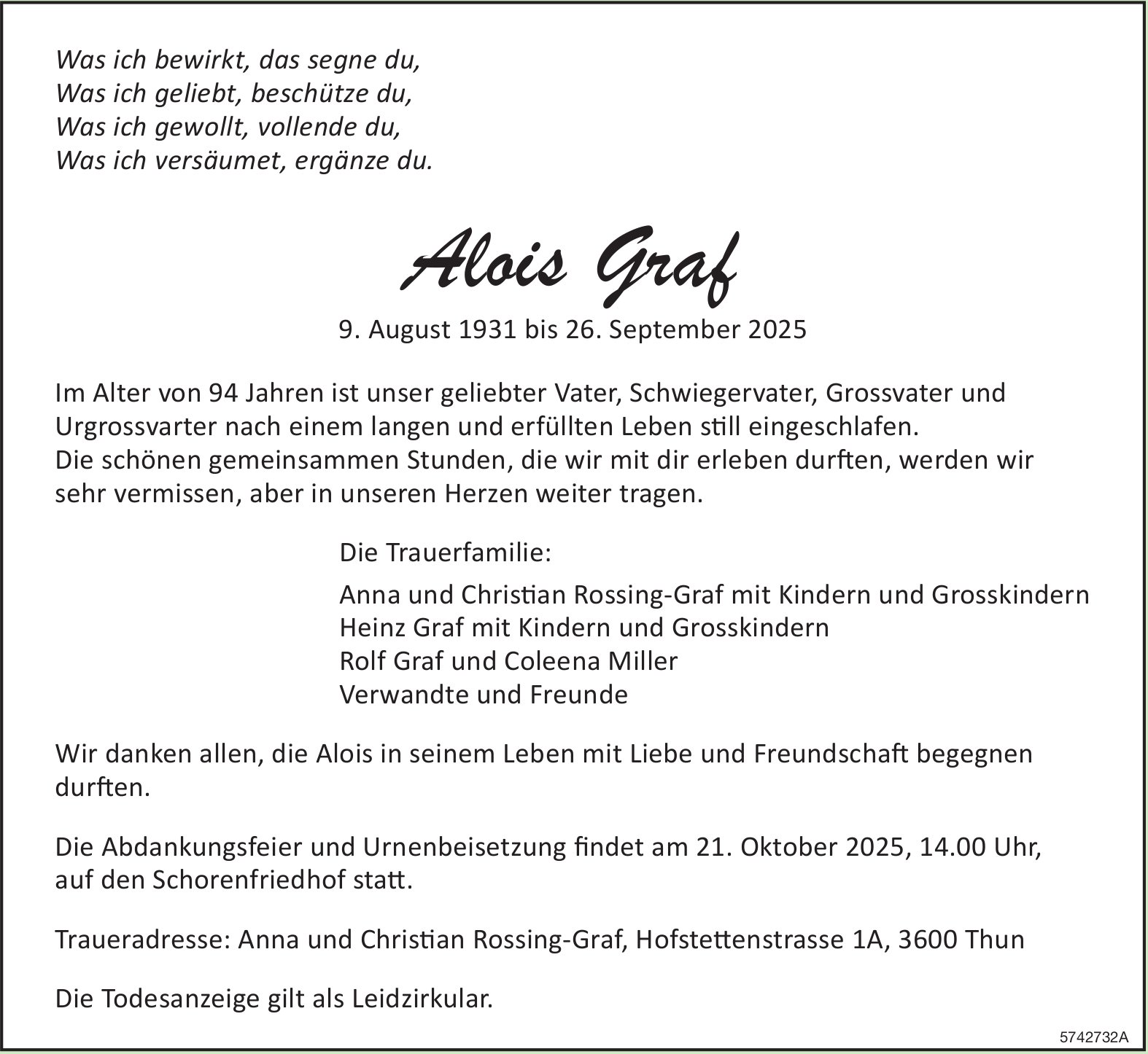Graf Alois, September 2025 / TA