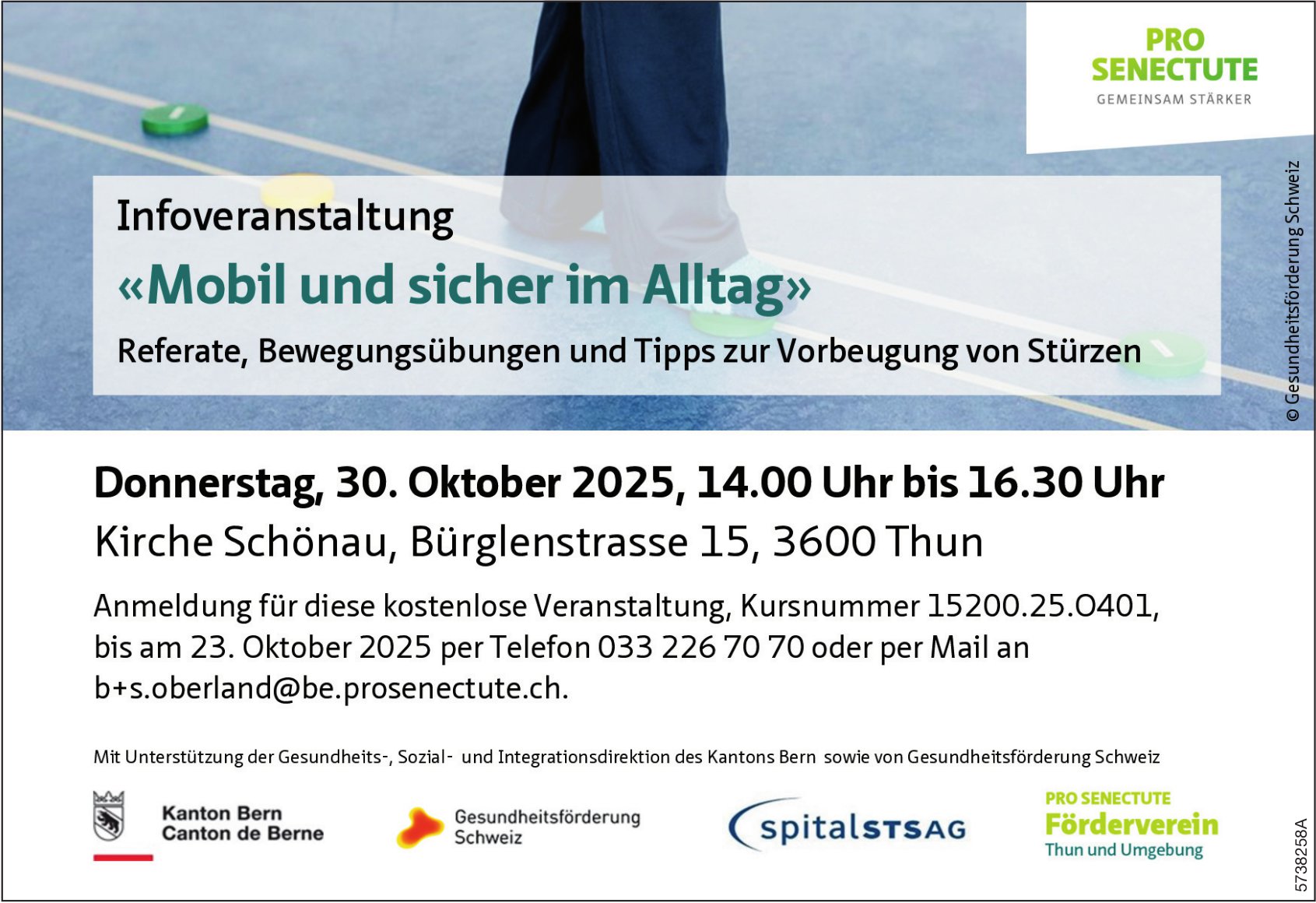 «Mobil und sicher im Alltag», 30. Oktober, Kirche Schönau, Thun