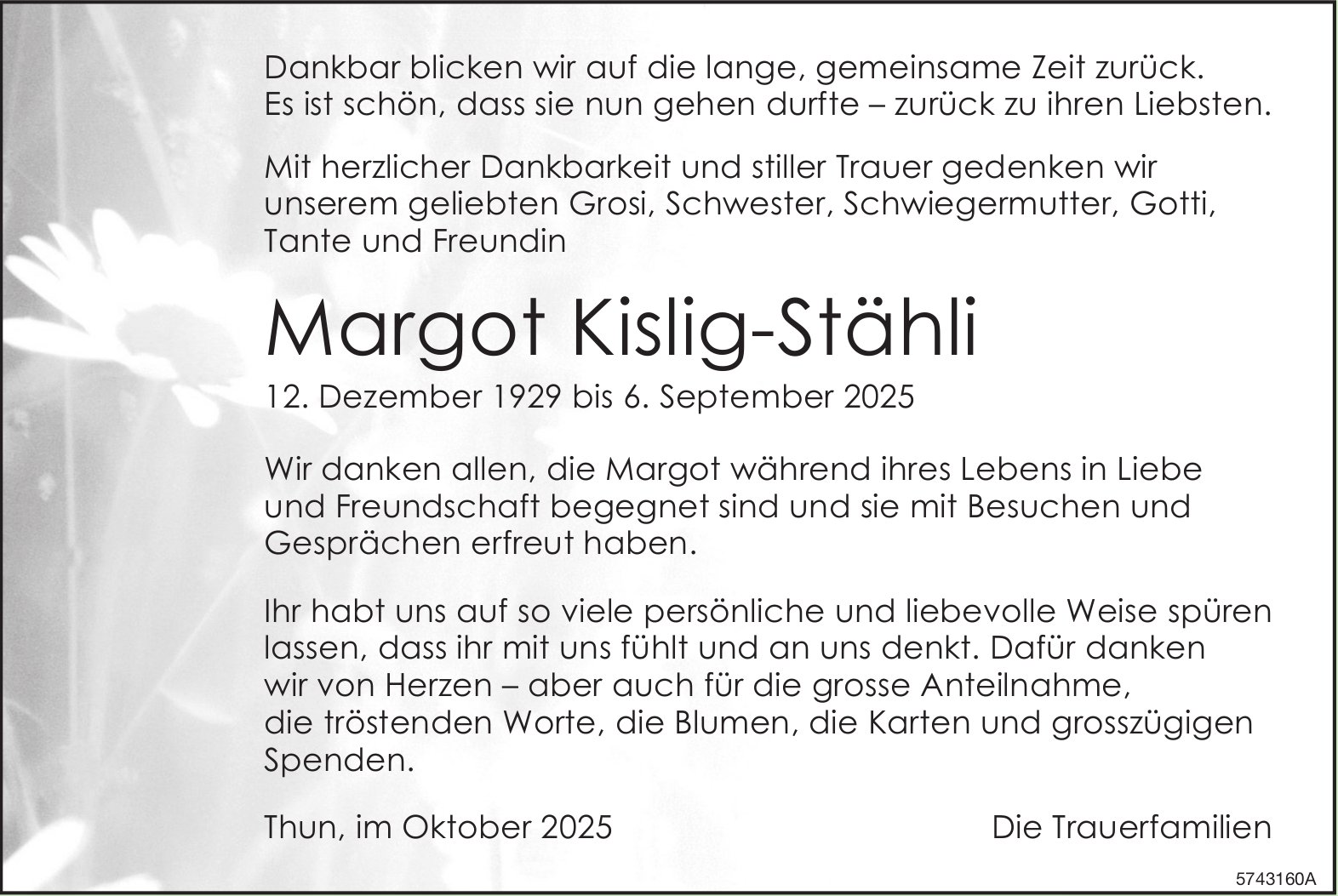 Kislig-Stähli Margot, September 2025 / TA