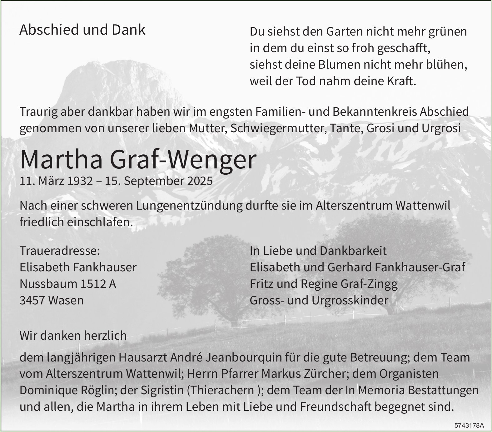 Graf-Wenger Martha, September 2025 / TA + DS