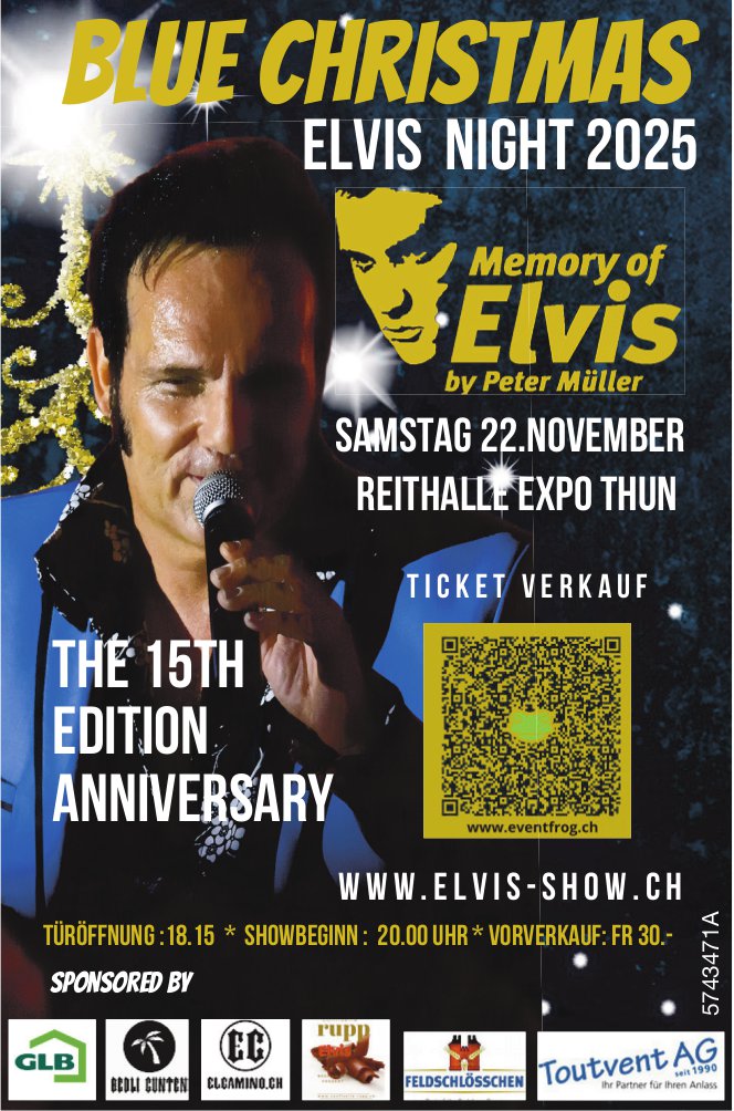 Blue Christmas Elvis Night, 22. November, Reithalle, Thun