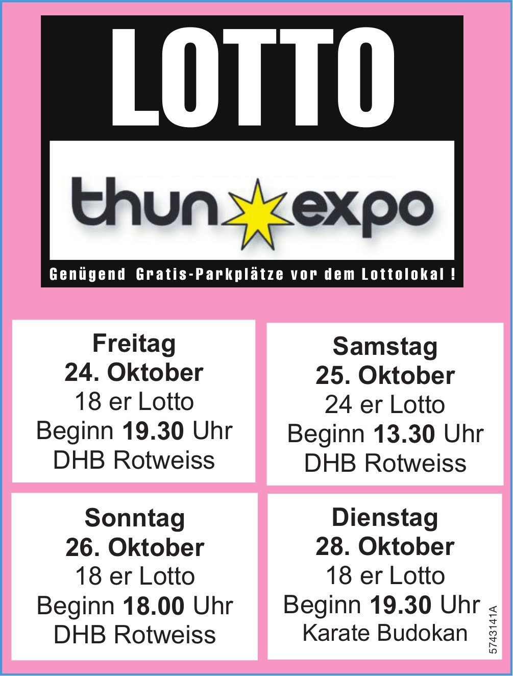 Lotto, 24. bis 28. Oktober, Thun Expo