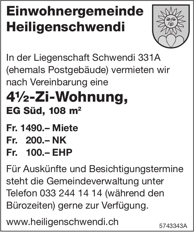 4.5-Zi-Wohnung, Heiligenschwendi, zu vermieten