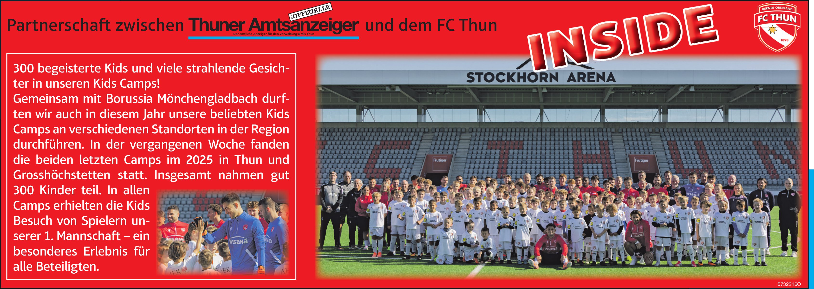 FC Thun, 300 begeisterte Kids und viele strahlende Gesich- ter in unseren Kids Camps!