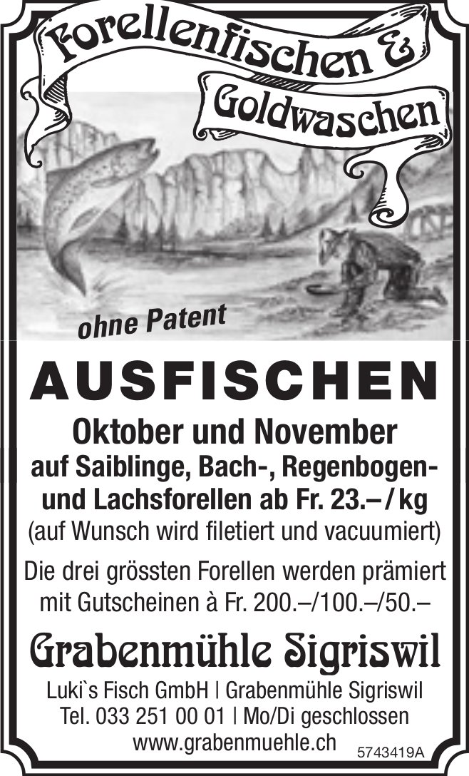 Luki's Fisch GmbH, Sigriswil - Ausfischen, Oktober und November