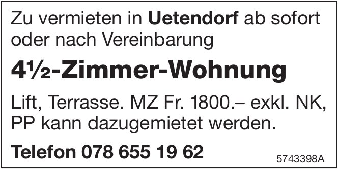 4.5-Zimmer-Wohnung, Uetendorf, zu vermieten