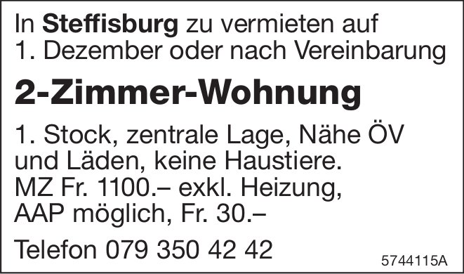 2-Zimmer-Wohnung, Steffisburg, zu vermieten