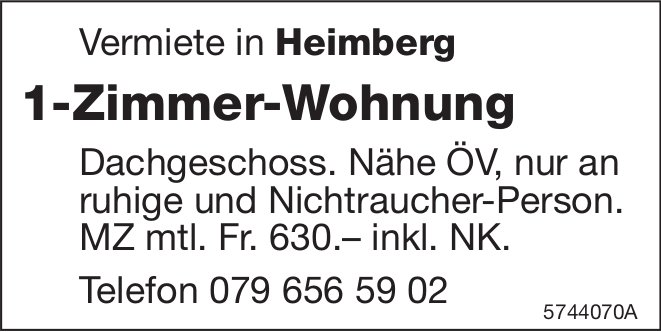 1-Zimmer-Wohnung, Heimberg, zu vermieten