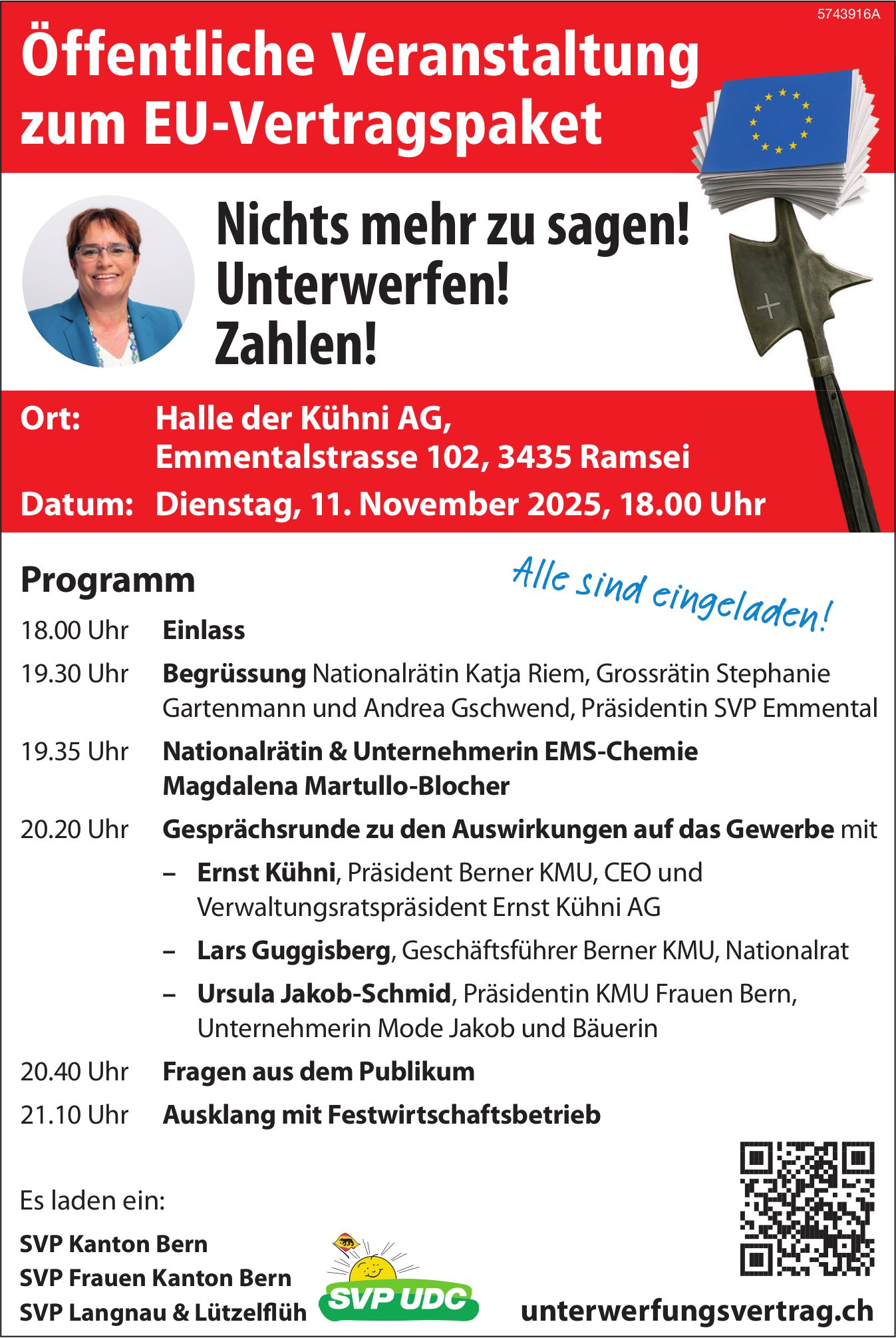 EU-Vertragspaket, 11. November, Halle der Kühni AG, Ramsei