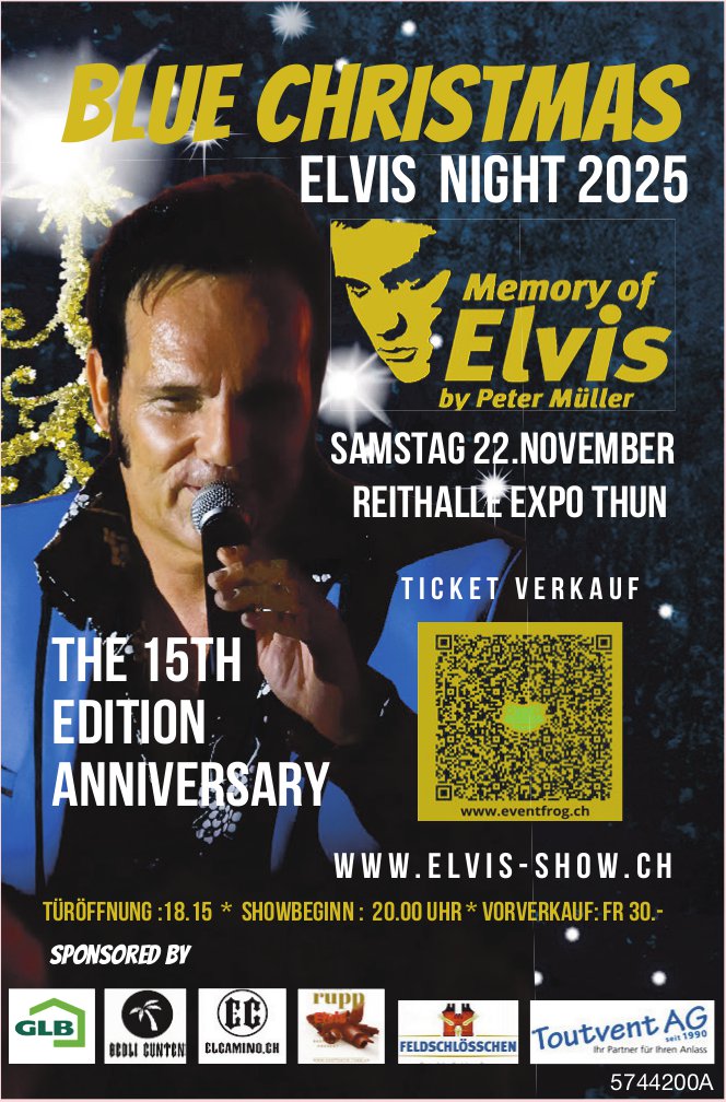 Blue Christmas Elvis Night, 22. November, Reithalle Expo, Thun
