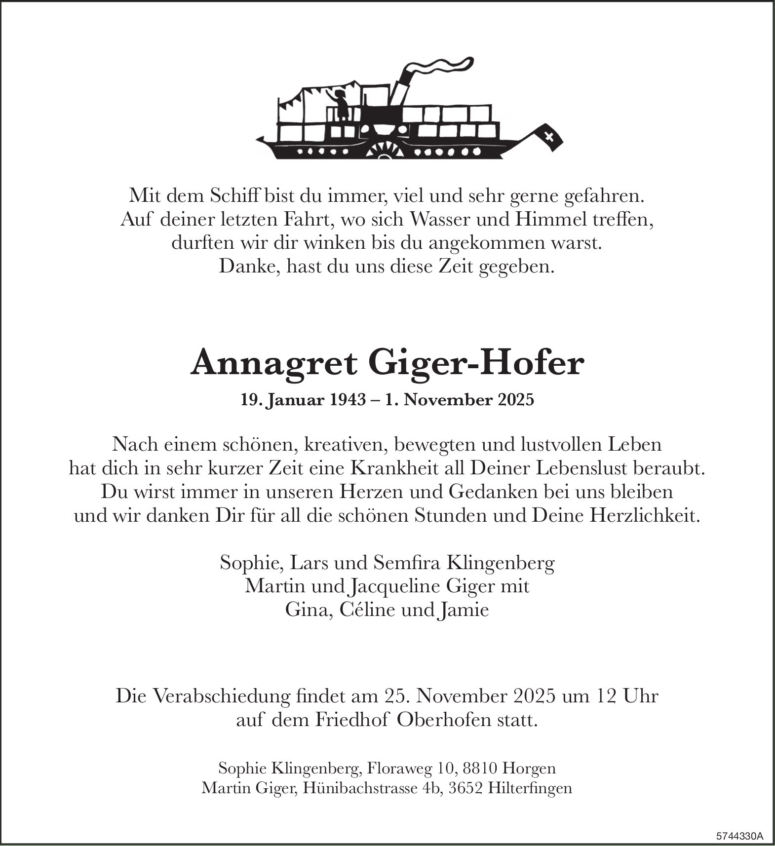 Giger-Hofer Annagret, November 2025 / TA