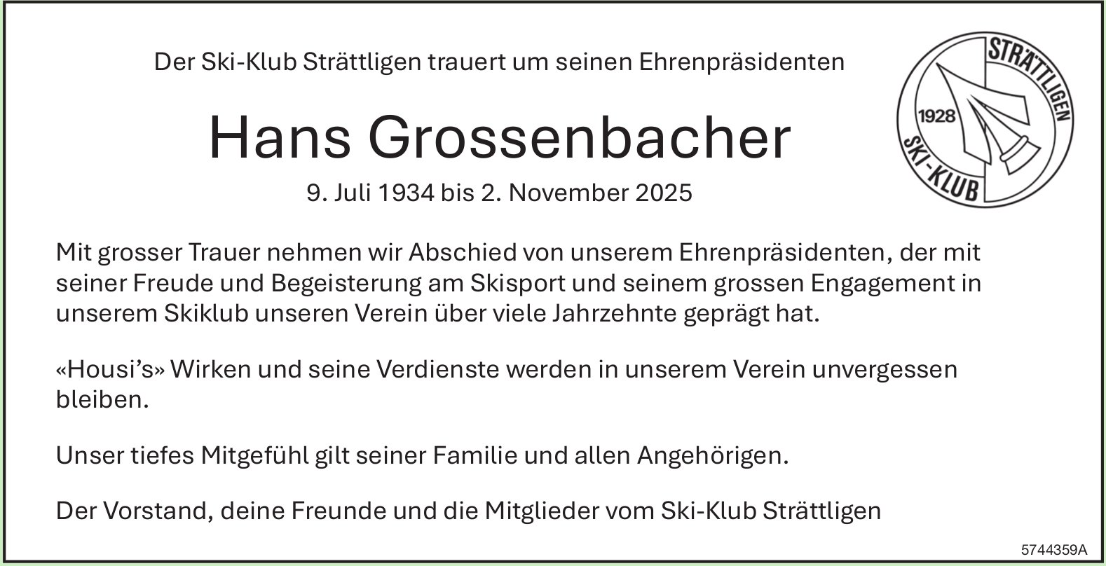 Grossenbacher Hans, November 2025 / TA