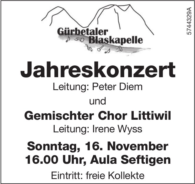 Jahreskonzert, 16. November, Aula, Seftigen