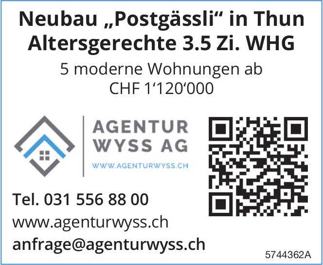 Altersgerechte 3.5 Zi. WHG, Thun, zu verkaufen